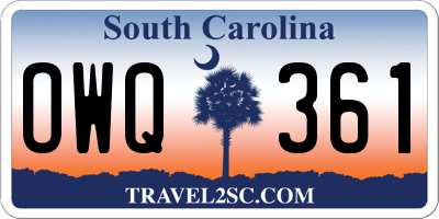 SC license plate OWQ361