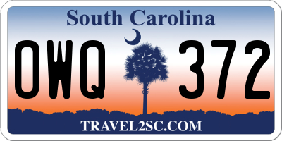 SC license plate OWQ372