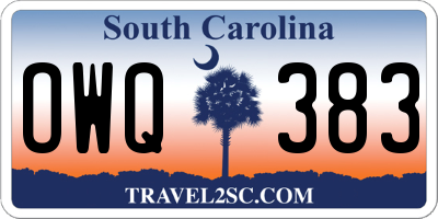 SC license plate OWQ383