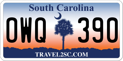 SC license plate OWQ390