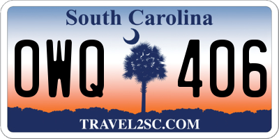 SC license plate OWQ406