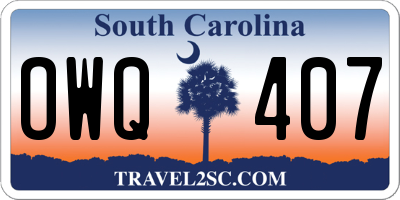 SC license plate OWQ407
