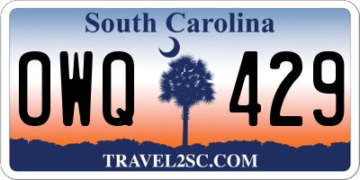 SC license plate OWQ429