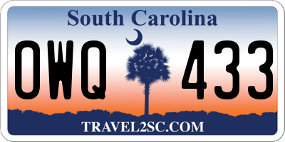 SC license plate OWQ433