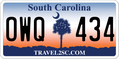 SC license plate OWQ434