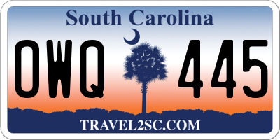 SC license plate OWQ445