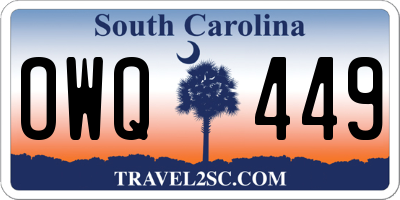 SC license plate OWQ449