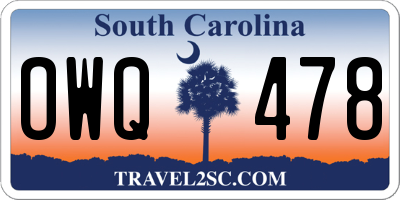 SC license plate OWQ478