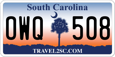 SC license plate OWQ508