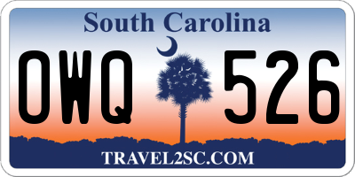 SC license plate OWQ526