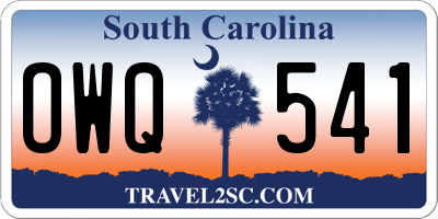 SC license plate OWQ541