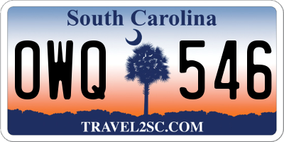 SC license plate OWQ546