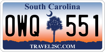 SC license plate OWQ551