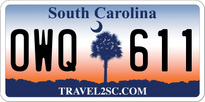 SC license plate OWQ611