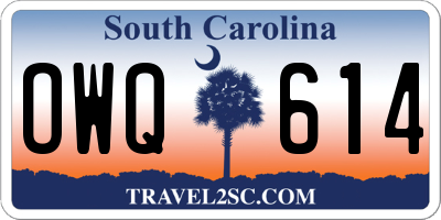 SC license plate OWQ614