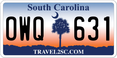 SC license plate OWQ631