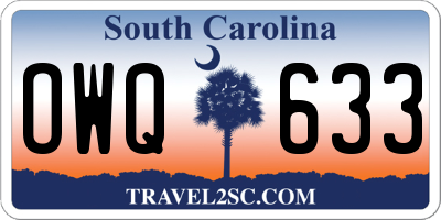 SC license plate OWQ633