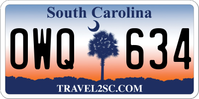 SC license plate OWQ634