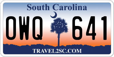 SC license plate OWQ641