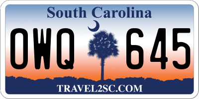 SC license plate OWQ645