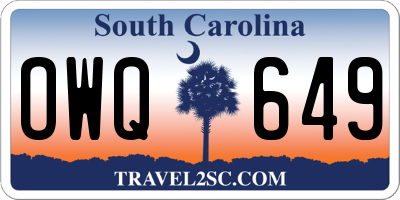 SC license plate OWQ649
