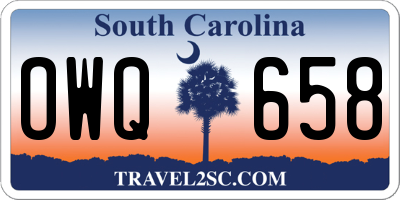 SC license plate OWQ658