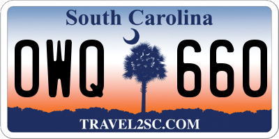 SC license plate OWQ660