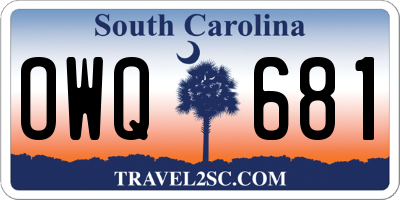 SC license plate OWQ681