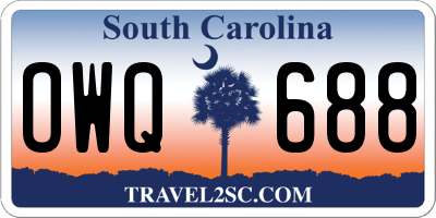SC license plate OWQ688