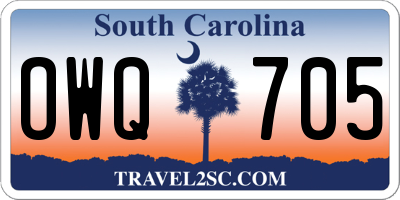 SC license plate OWQ705