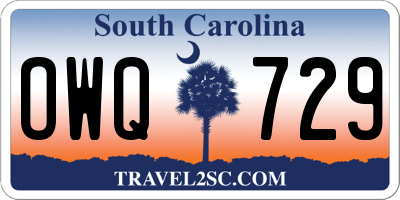 SC license plate OWQ729