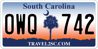 SC license plate OWQ742