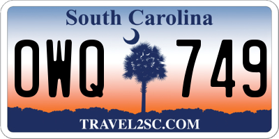 SC license plate OWQ749