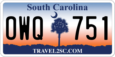 SC license plate OWQ751