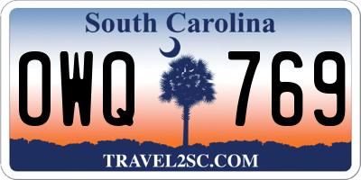SC license plate OWQ769