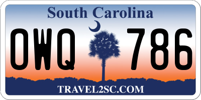 SC license plate OWQ786