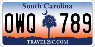 SC license plate OWQ789