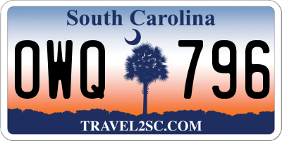 SC license plate OWQ796