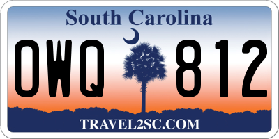 SC license plate OWQ812