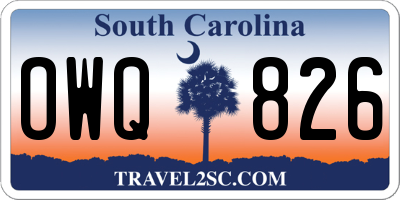 SC license plate OWQ826