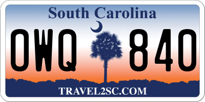 SC license plate OWQ840