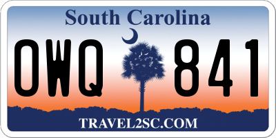 SC license plate OWQ841
