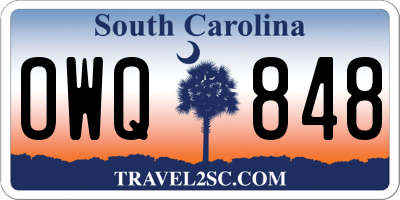 SC license plate OWQ848