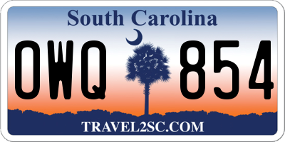 SC license plate OWQ854