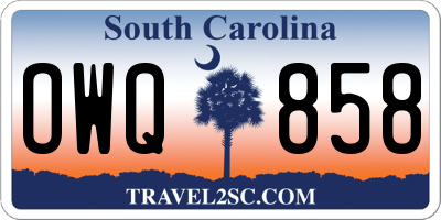 SC license plate OWQ858