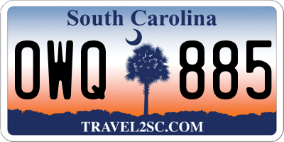 SC license plate OWQ885