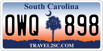 SC license plate OWQ898