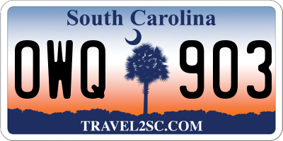 SC license plate OWQ903