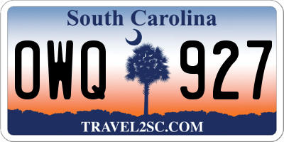 SC license plate OWQ927