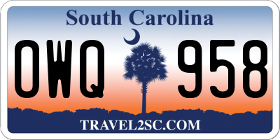 SC license plate OWQ958